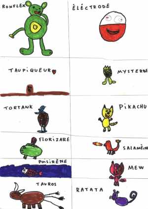 Pokemon dessins par JIMMY 6 ans1/2 , de BOSGUET (FRANCE)